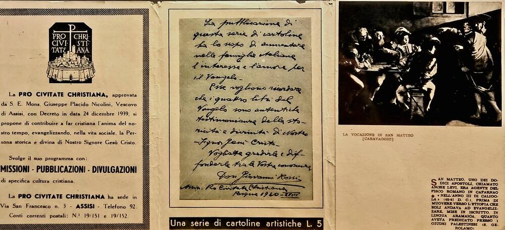 Vangeli ed evangelisti, 1940 - raccolta di cartoline con riproduzioni d'arte per diffondere "l'interesse e l'amore per il Vangelo"